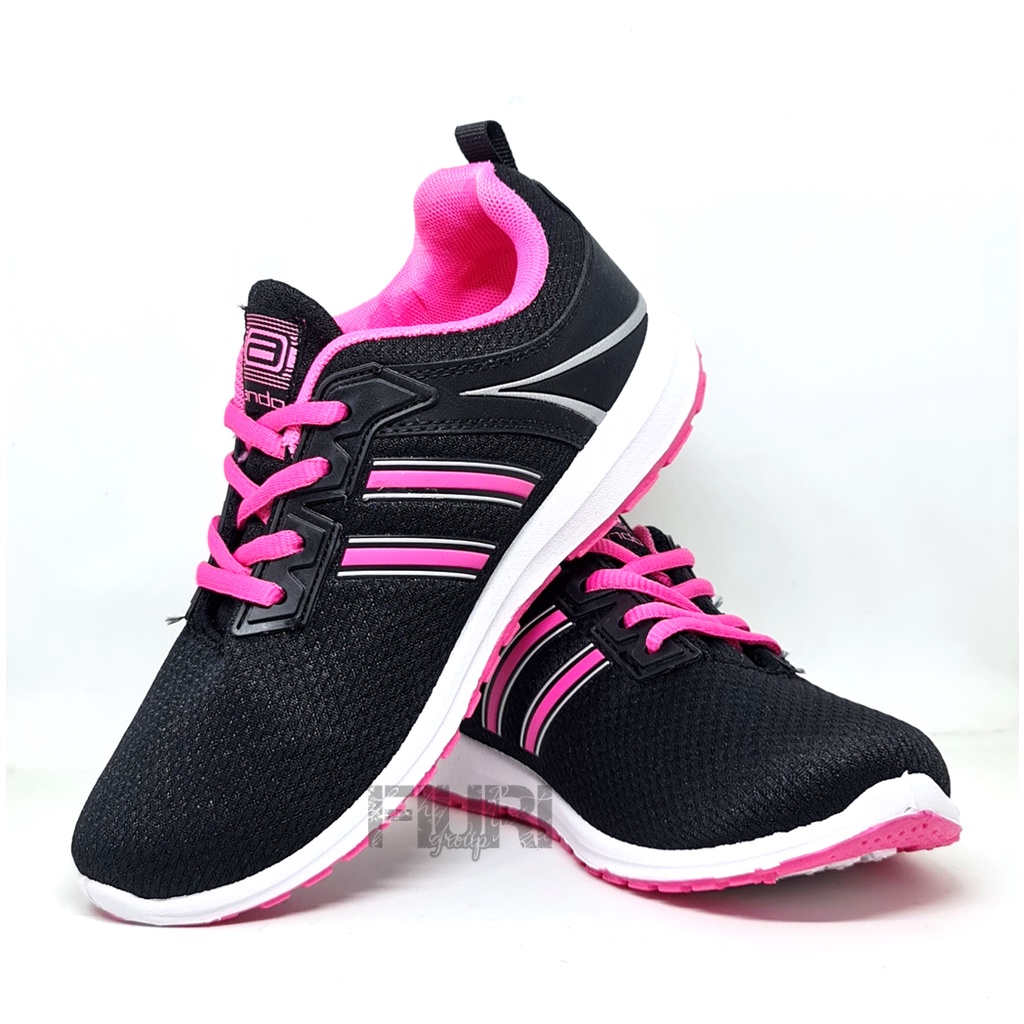 FIURI - ANDO - KAYLYN 37-40 HITAM PINK - SEPATU SNEAKERS SPORT KANVAS SOL KARET ANAK PEREMPUAN - SEPATU KETS TRENDY WANITA - SEPATU OLAHRAGA LARI FITNES SENAM KERJA KULIAH  BERTALI CEWEK MURAH PROMO DISKON BONUS KAOS KAKI