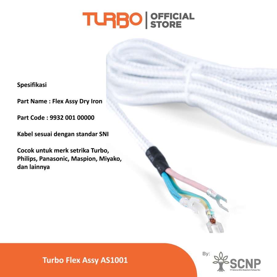 TURBO Kabel Setrika Original AS-1001 Fles Assy Dry Iron Turbo / Philip