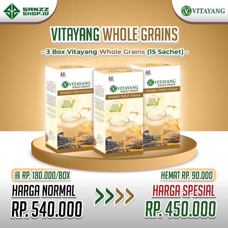 

Paket Spesial Vitayang Whole Grains 3 Box × 15 Sachets dengan 10 Biji²an dan Umbi²an untuk sarapan praktis dan lengkap | sanzzshop.id