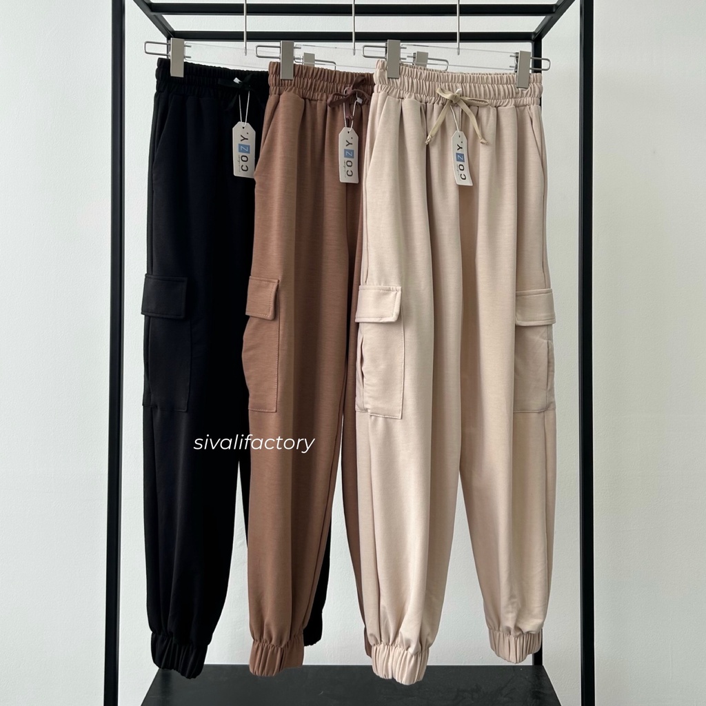 SIVALI Benji Jogger Cargo Pants || Celana Jogger Sweatpants Baggy Wanita Street Style