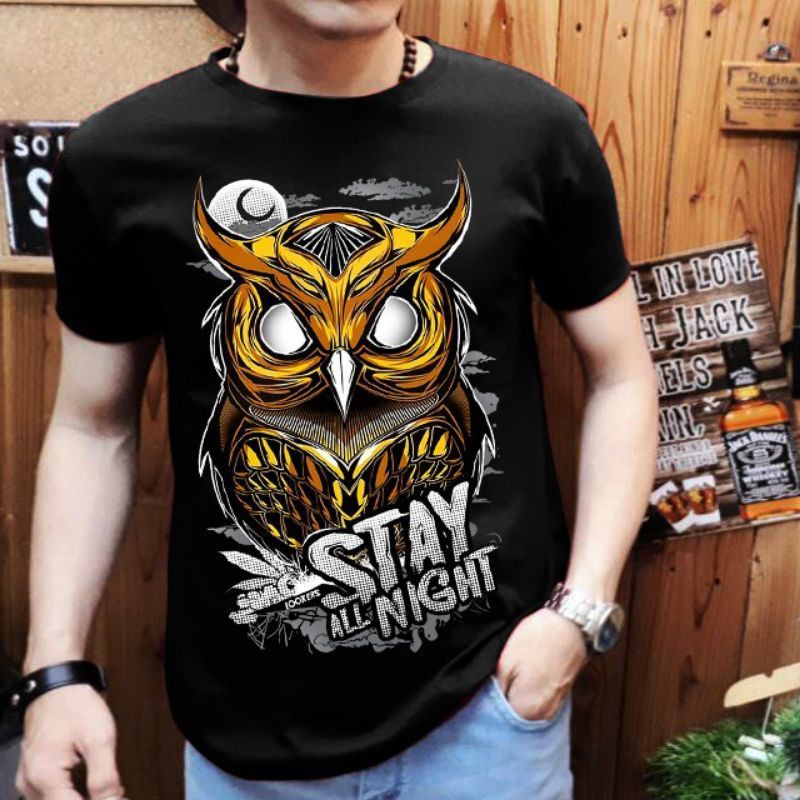 Kaos Distro Pria Original Gambar Burung Hantu Stay night T-shirt pria Distro Baju Distro Cowok Atasan Pria Dewasa