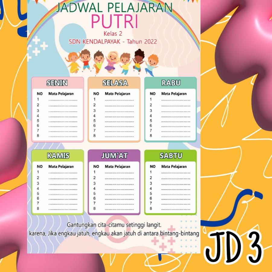 

☣ Poster Jadwal Pelajaran Sekolah A3+ ㍽