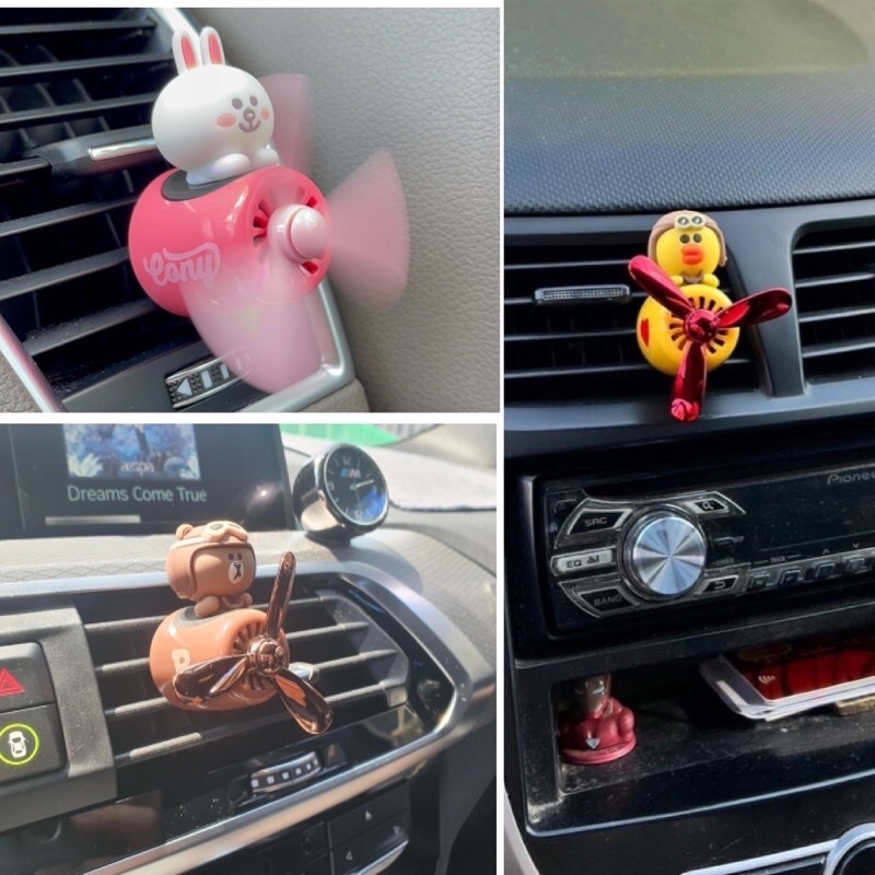 LINE FRIENDS PILOT CAR FRAGRANCE AIR FRESHER MOBIL DIFFUSER AROMA FAN FIGURE BROWN SALLY CONY