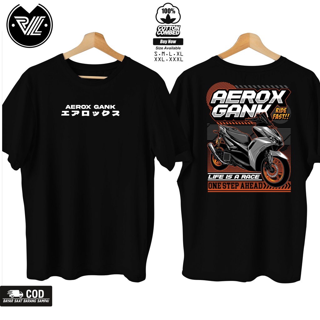Kaos Motor AEROX GANK 155 New Gank / Kaos AEROX Otomotif / Kaos AEROX 155 Modifikasi / Kaos AEROX  M