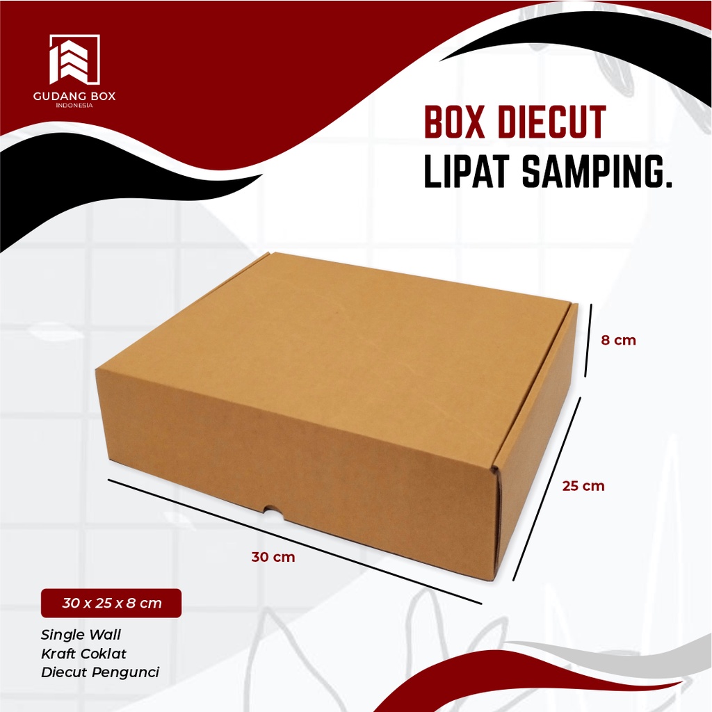 

Box Kardus DC Lipat Samping 30 x 25 x 8 cm Kardus/Packing/Polos/Pizza/Box/Hampers/BoxPizza - Bisa custom sablon