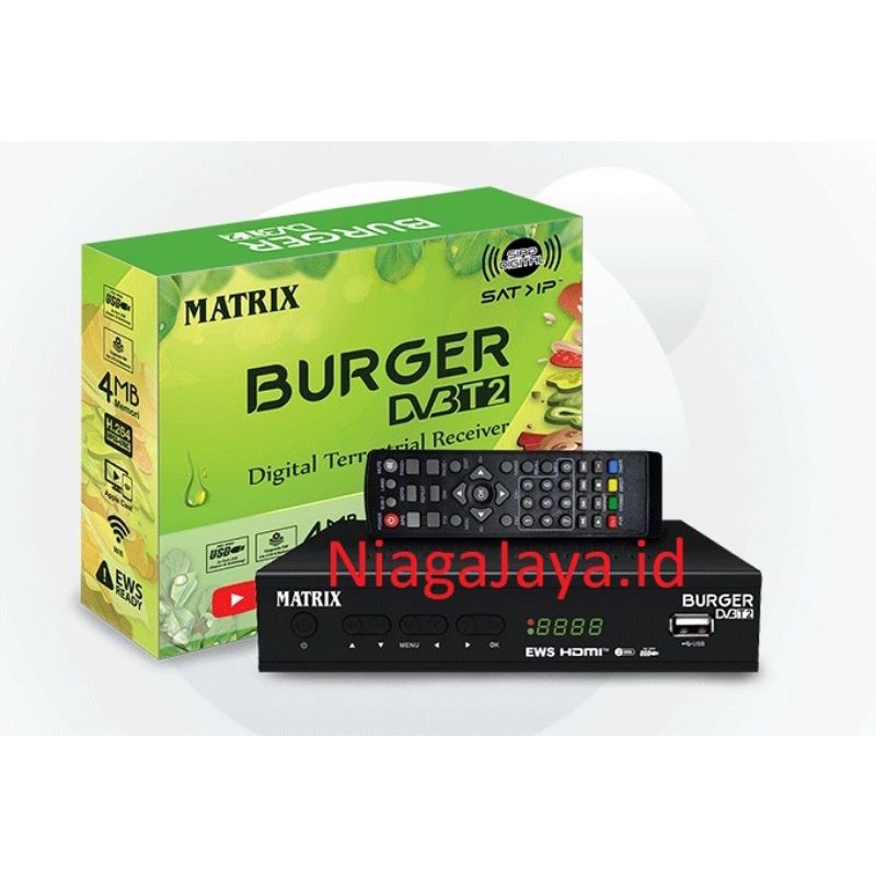 Jual SET TOP BOX MATRIX BURGER HIJAU / STB DVB T2 HD / SET BOX TV