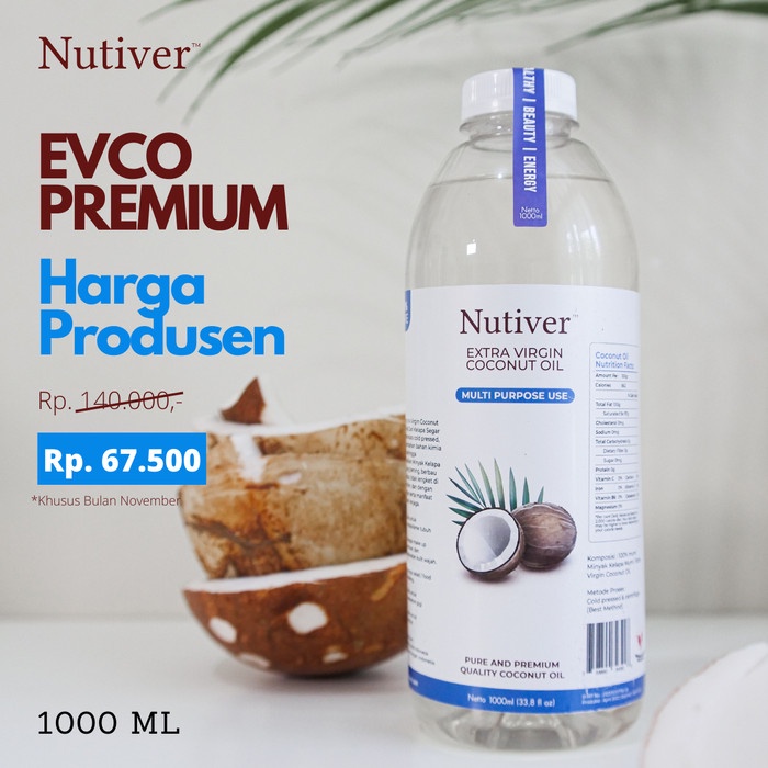 

Nutiver Extra Virgin Coconut Oil / Premium VCO 1000ML - Minyak Kelapa - 1 liter