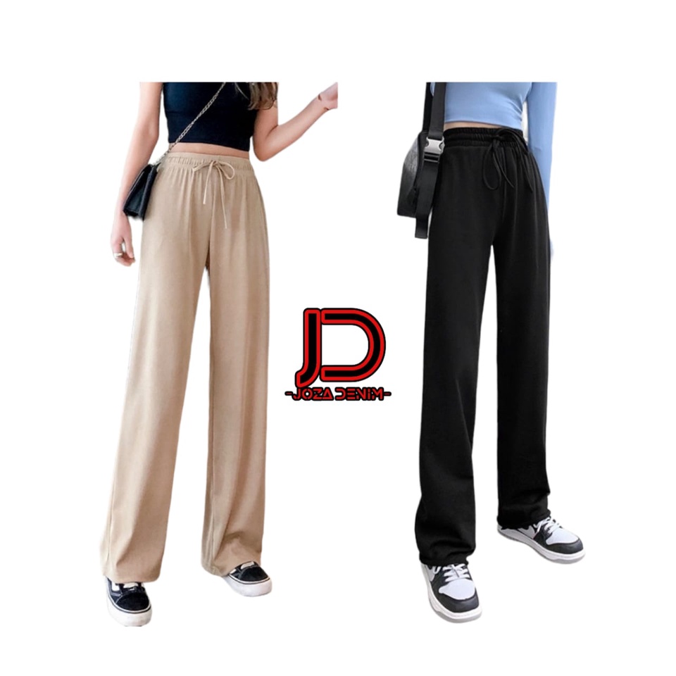 Celana Kulot Rib Knit Highwaist Loose Pants