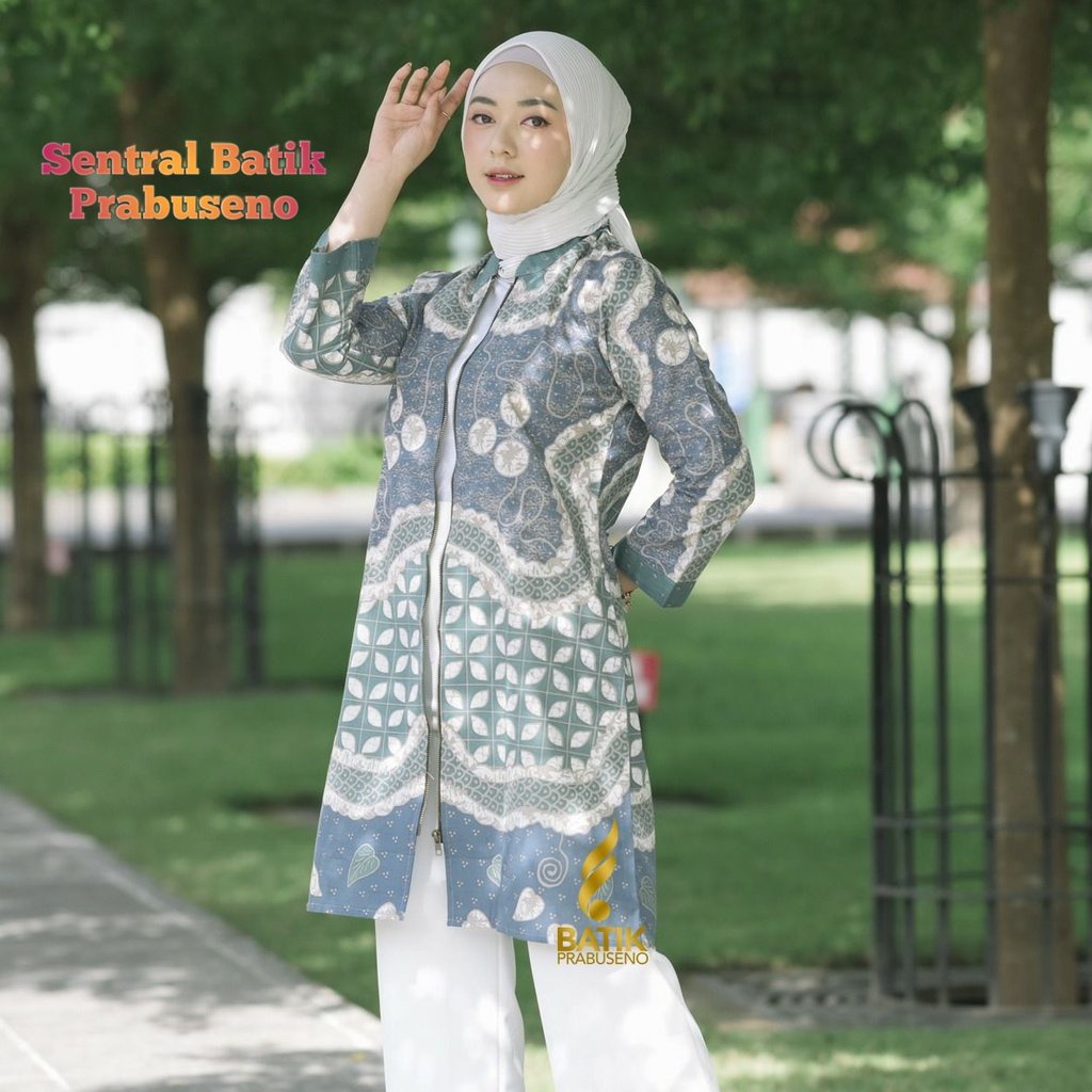 Fransiska Tunik  Batik wanita Lengan Panjang Busui Friendly Original Asli Prabuseno Full Furing Jumb
