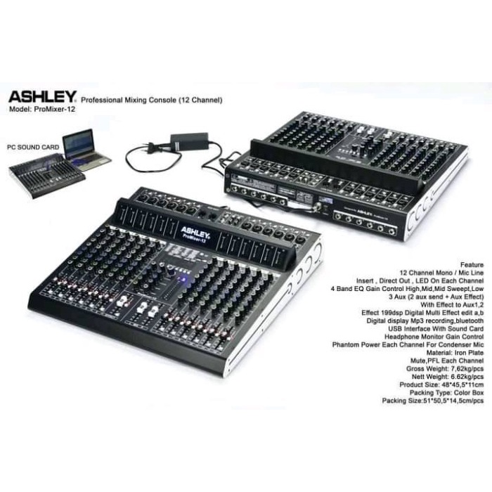 MIXER ASHLEY PRO MIXER 12 / PROMIXER12 / PROMIXER 12 CHANNEL ORIGINAL