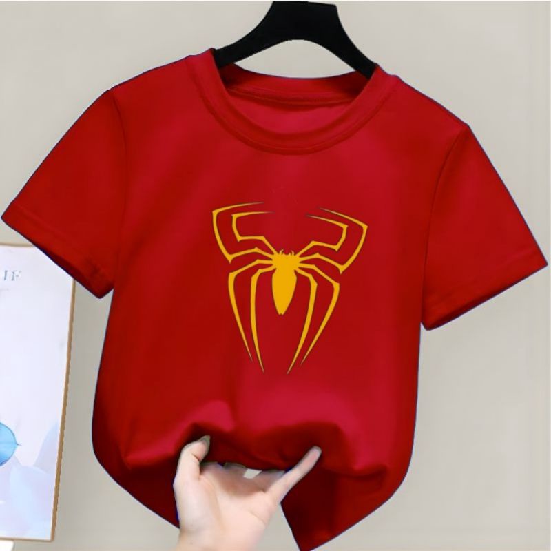 Baju Kaos Anak Spider Gold Kaos Anak Unisex Umur 2-10Tahun T-shirt Anak Laki Atasan Anak Cowok Baju Anak murah Kaos Distro Anak