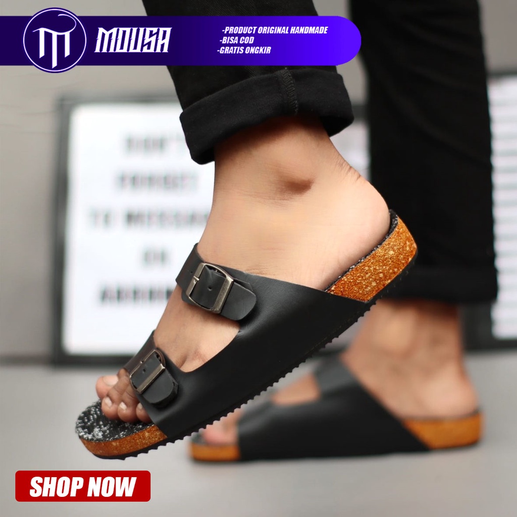 Sandal Slop Pria Terbaru Kekinian Kulit Syntetic Mousa Hany