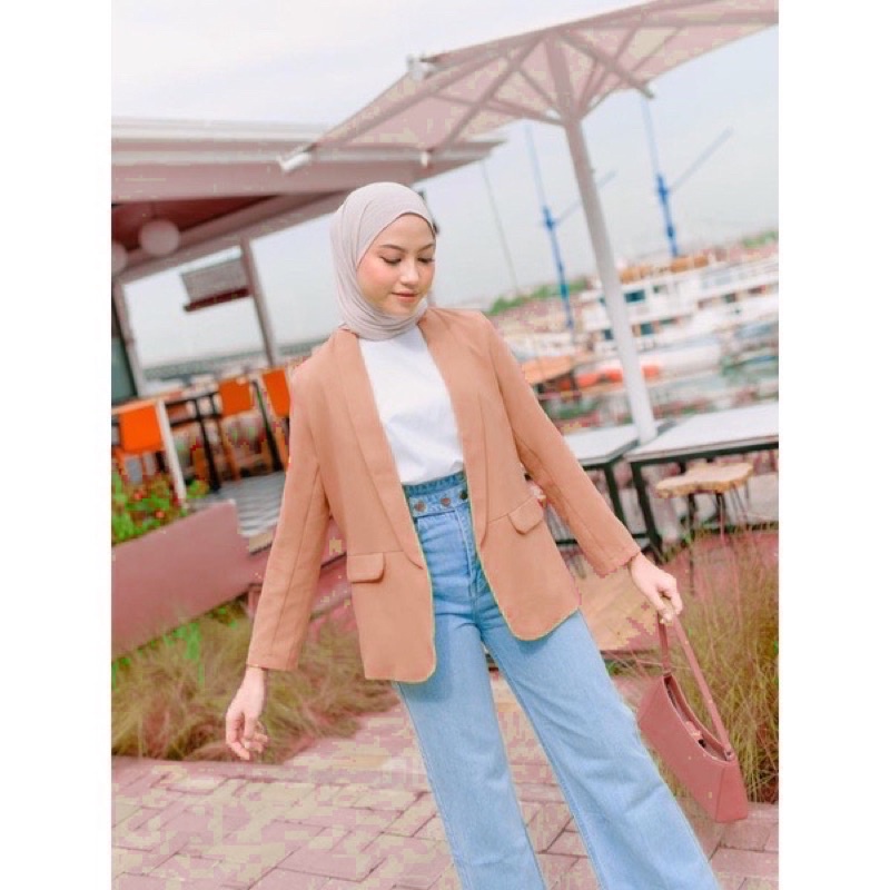 (MSB) BLAZER ZAHIRA OUTER ATASAN WANITA POLOS SCUBA PREMIUM