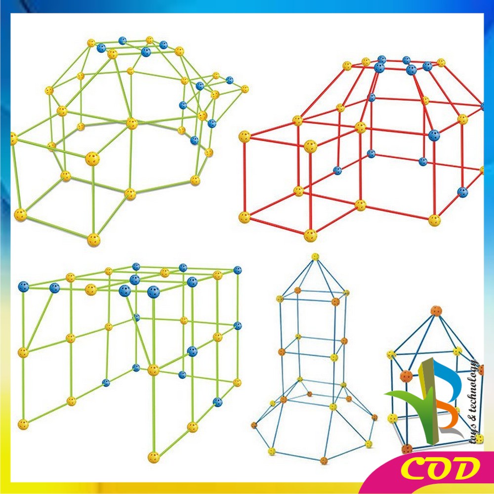 RB-M200 Mainan Anak Magic Straw Tenda Mainan Anak Rumah Rumahan Mainan Pipa Ajaib Building Block