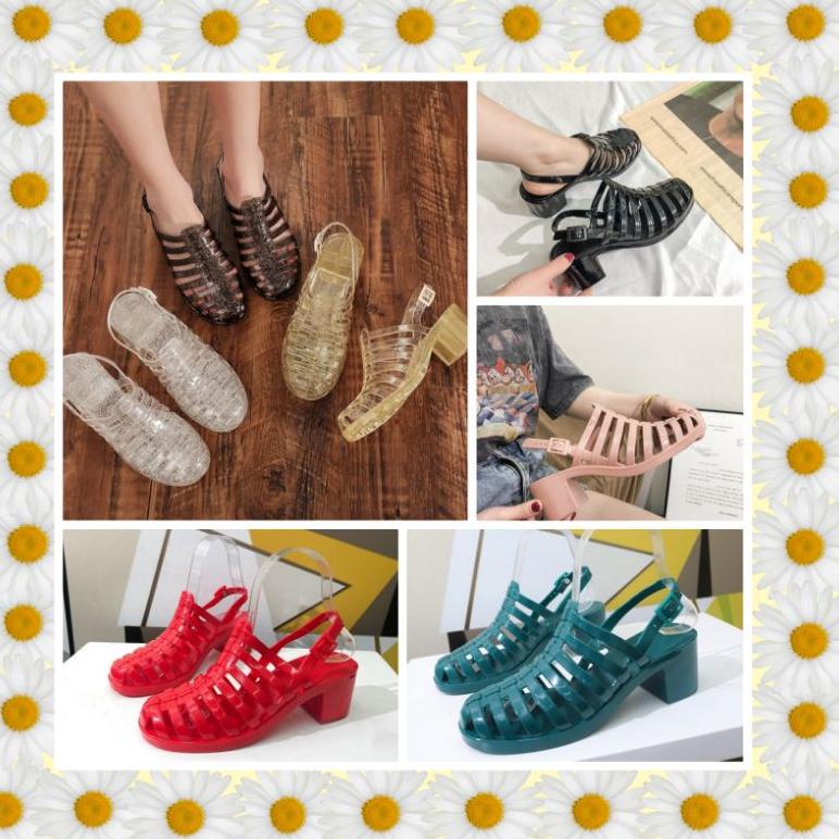 COD wedges jelly gladiator/wedges jelly import/sepatu wedges wanita import/wedges transparant/heels 