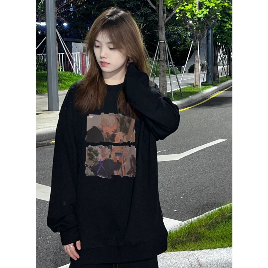 XiaoZhaiNv Korean Style Painting Pattern Lengan Panjang Baju Sweater Wanita A0166