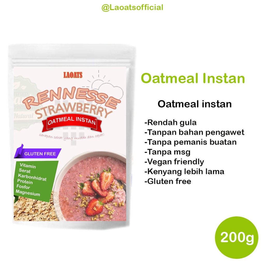 

Oatmeal Diet Sereal Granola Muesli Rolled Oats Susu Diet Pengganti Makan Pelangsing Makanan Diet Sehat Laoats Rennesse Strawberry (200g)