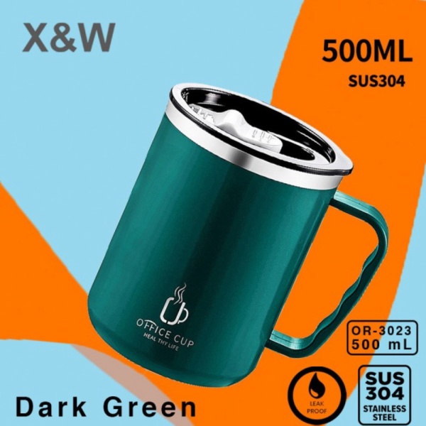 

Or-3023 Stainless Mug Green Stainless Gelas 500ml Murah Soup Dijual steel -