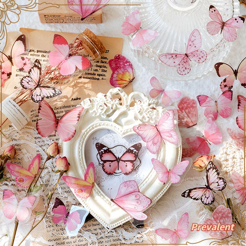 Preva 40pcs Butterfly Stiker Transparan Tahan Air Album Foto Romantis Planner Jurnal Handbook PET Notes Scrapbooking