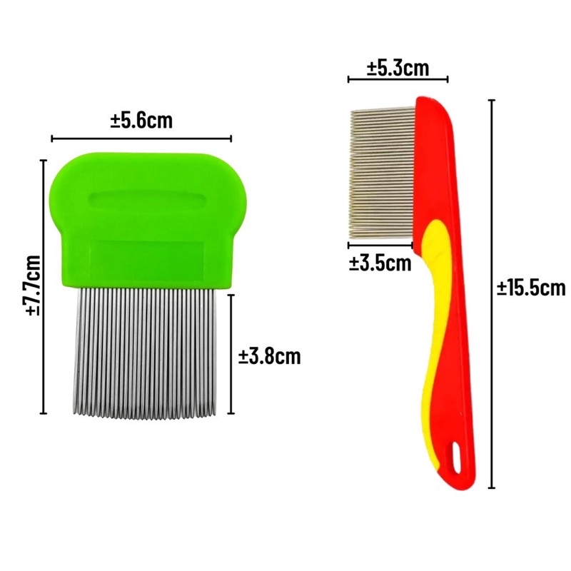 Sisir Serit Kutu Gagang Panjang Dan Pendek Rapat Ajaib Pembasmi Ketombe Anti Telur Kutu / Lice Removal Comb Logam Besi Stainless