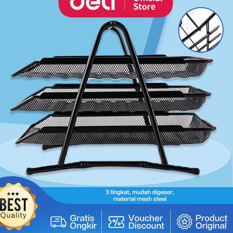 

✦✧✦ Deli Rak Pengatur Dokumen File Document Tray 3 tier Mesh 350 278 275mm 1290 gram E9181