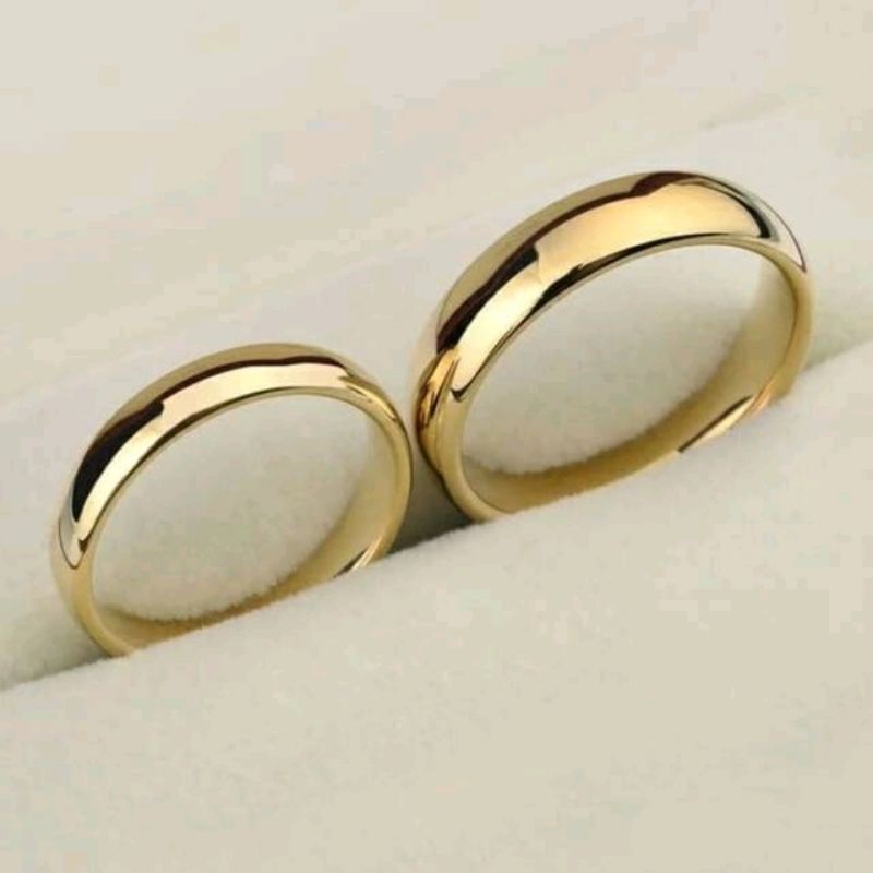 Cincin Titanium/Couple Polos Sedang Kuning