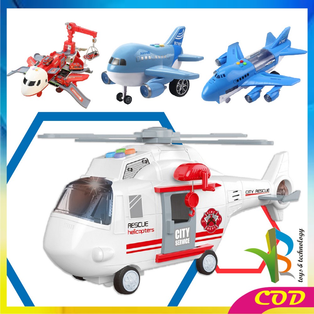 RB-M226 M229 Mainan Pesawat Terbang Inersia / Maenan Anak DIY Helicopter Bongkar Pasang Mobil / Plane assemble Musik Flash Airbus Mainan Anak