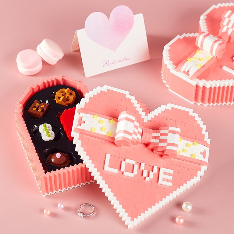 1999pcs Hadiah Blok Bangunan Cinta Hari Valentine