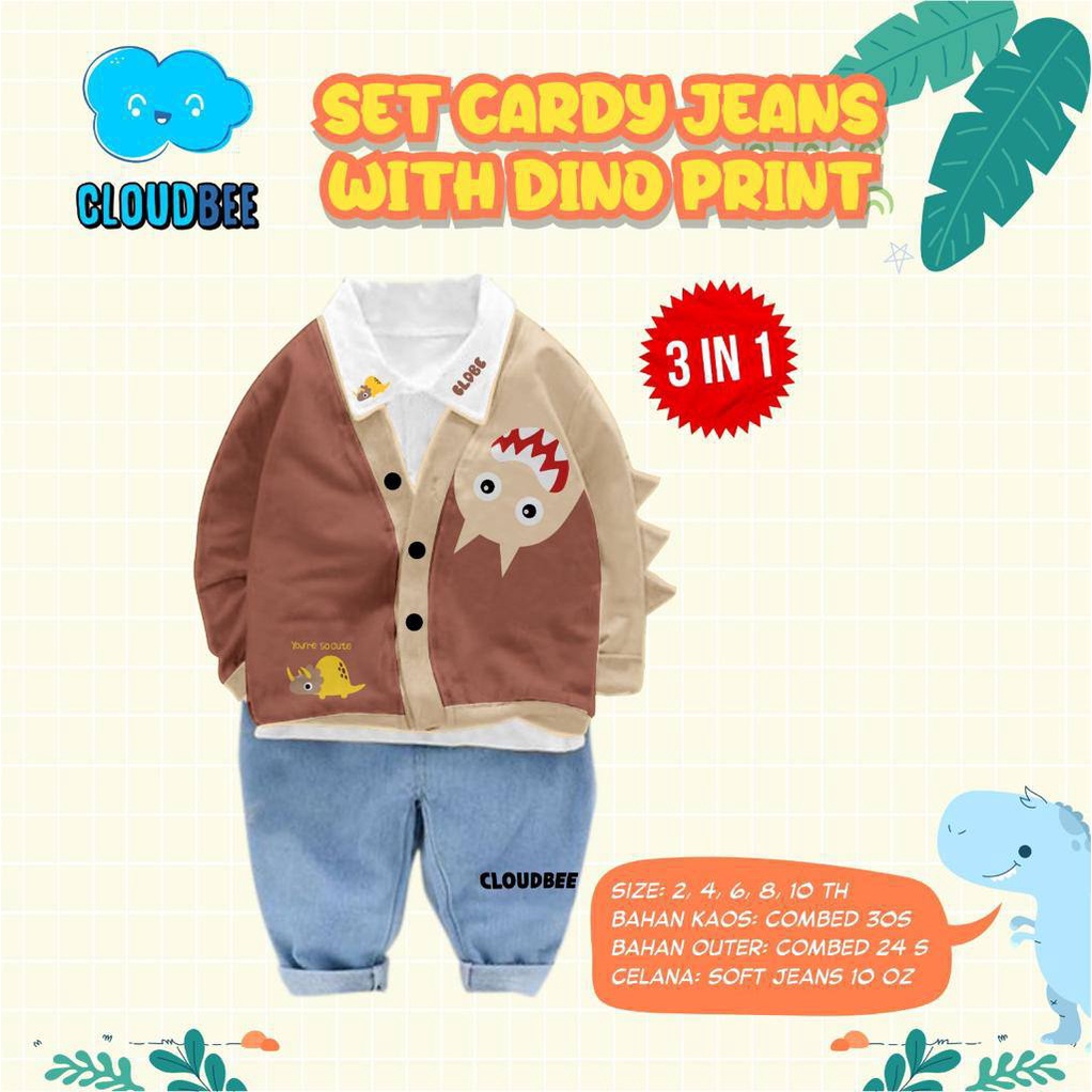 SET CARDY JEANS WITH DINO PRINT