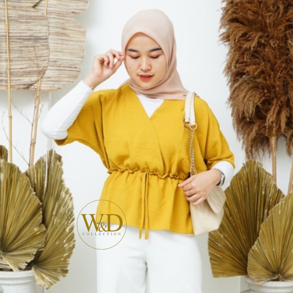 BLOUSE WANITA POLOS CROP LENGAN PENDEK CASUAL CRINCLE AIRFLOW PREMIUM