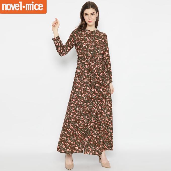 novel.mice - Gamis | Ethnic Tunic Dress Brown Flower