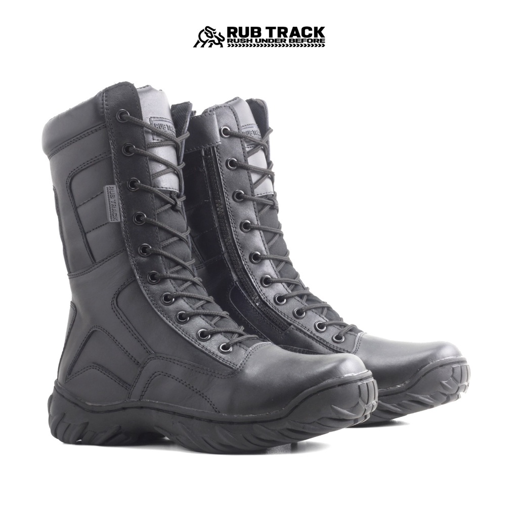 RUBTRACK - Sepatu Pdl Cyber Black Premium Bahan Kulit Asli Boots Tactical Pria Gagah Top Tactical Shoes