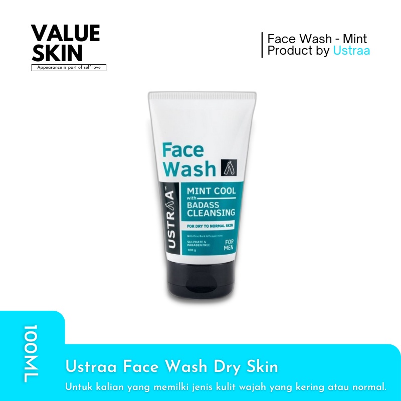 USTRA FACE WASH DRY SKIN (Mint Cool) | FACE WASH PRIA | FACE WASH USTRA | 100GR