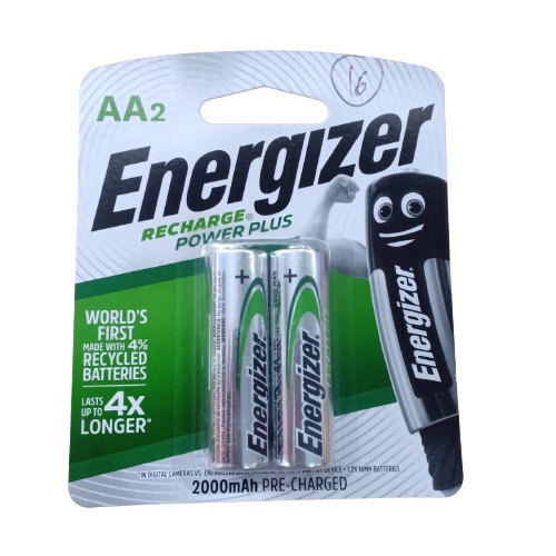 Baterai AA Energizer Recharger 1 Pack Isi 2 Pcs Batrai charger 2000mAh