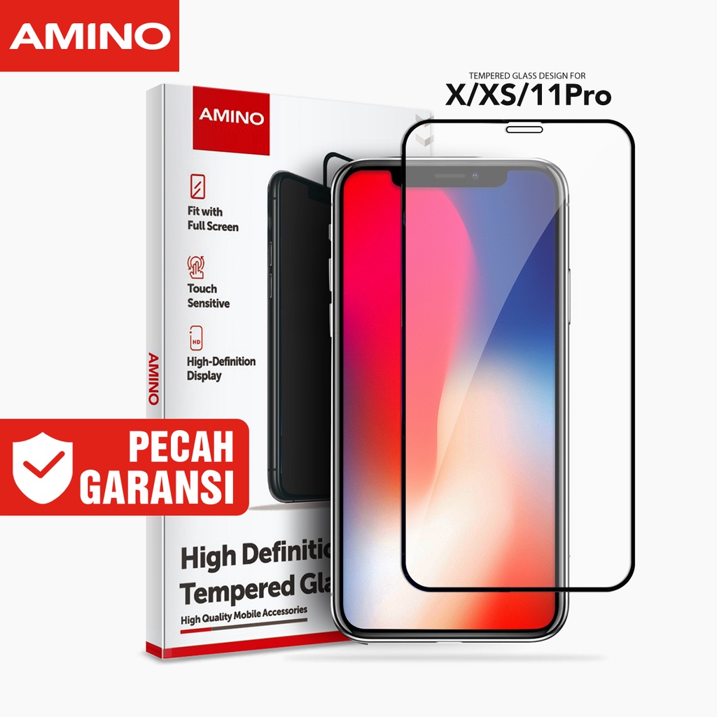 AMINO Tempered Glass 5D Untuk Iphone X / XS / 11 PRO 5.8 inch Fullcover Premium Glass Full Screen