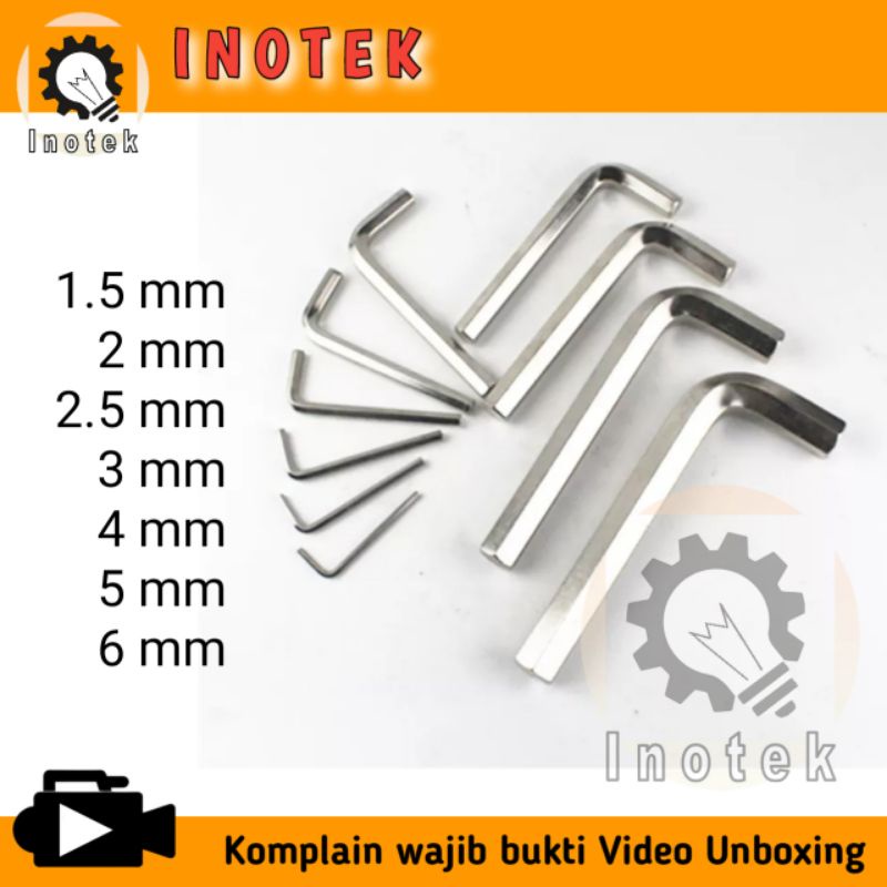 Kunci L Allen Key 1,5mm 2mm 2,5mm 3mm 4mm 5mm 6mm - 1.5, 2.5 mm kuat lapis nikel