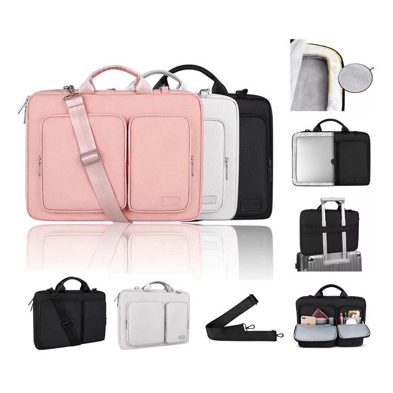 Tas Laptop Macbook Nylon Selempang Waterproof Double Pocket Size 14 15 inch