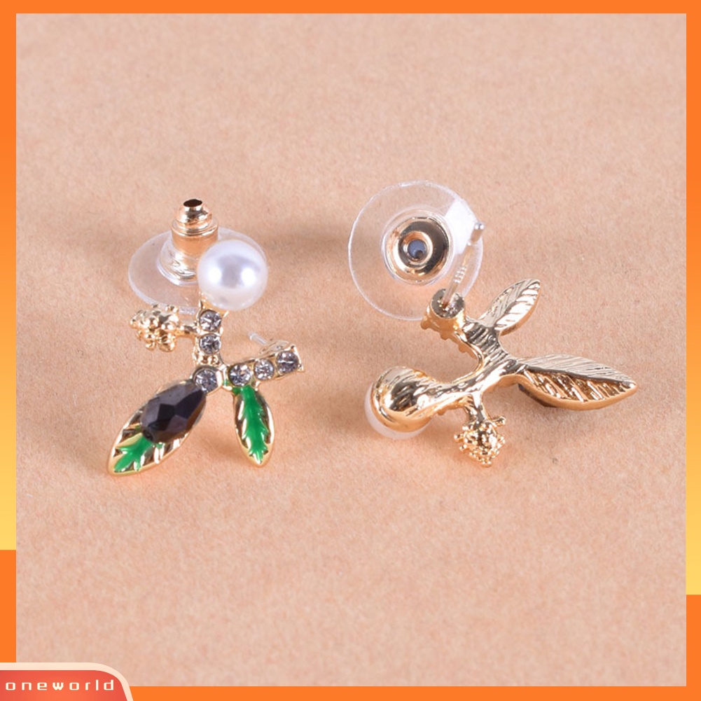 [WONE] Fashion Wanita Bertunas Berlian Imitasi Mutiara Imitasi Hias Telinga Stud Anting Perhiasan Hadiah