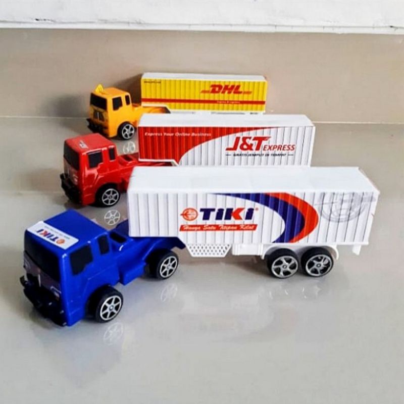 Mainan Set Truk Kontainer isi 3 - Diecast Miniatur Mobil Mobilan Box Anak Laki Cowok