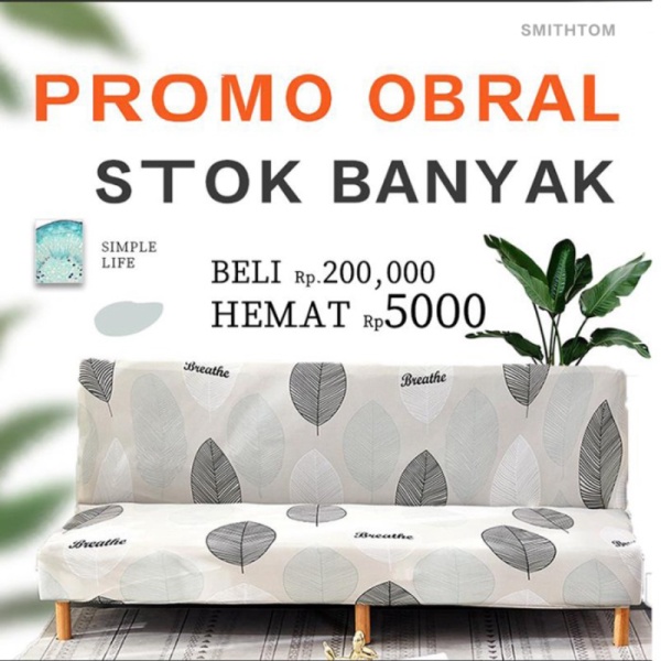 Dijual SOFA COVER Bukti air mata SARUNG SOFA ELASTIS SEATER COVER SOFA Motif - Daun Silver Diskon