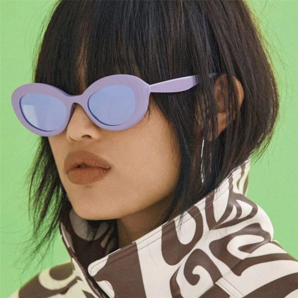 Lily Kacamata Oval Gaya Retro Chic Shades Punk Sun Glasses