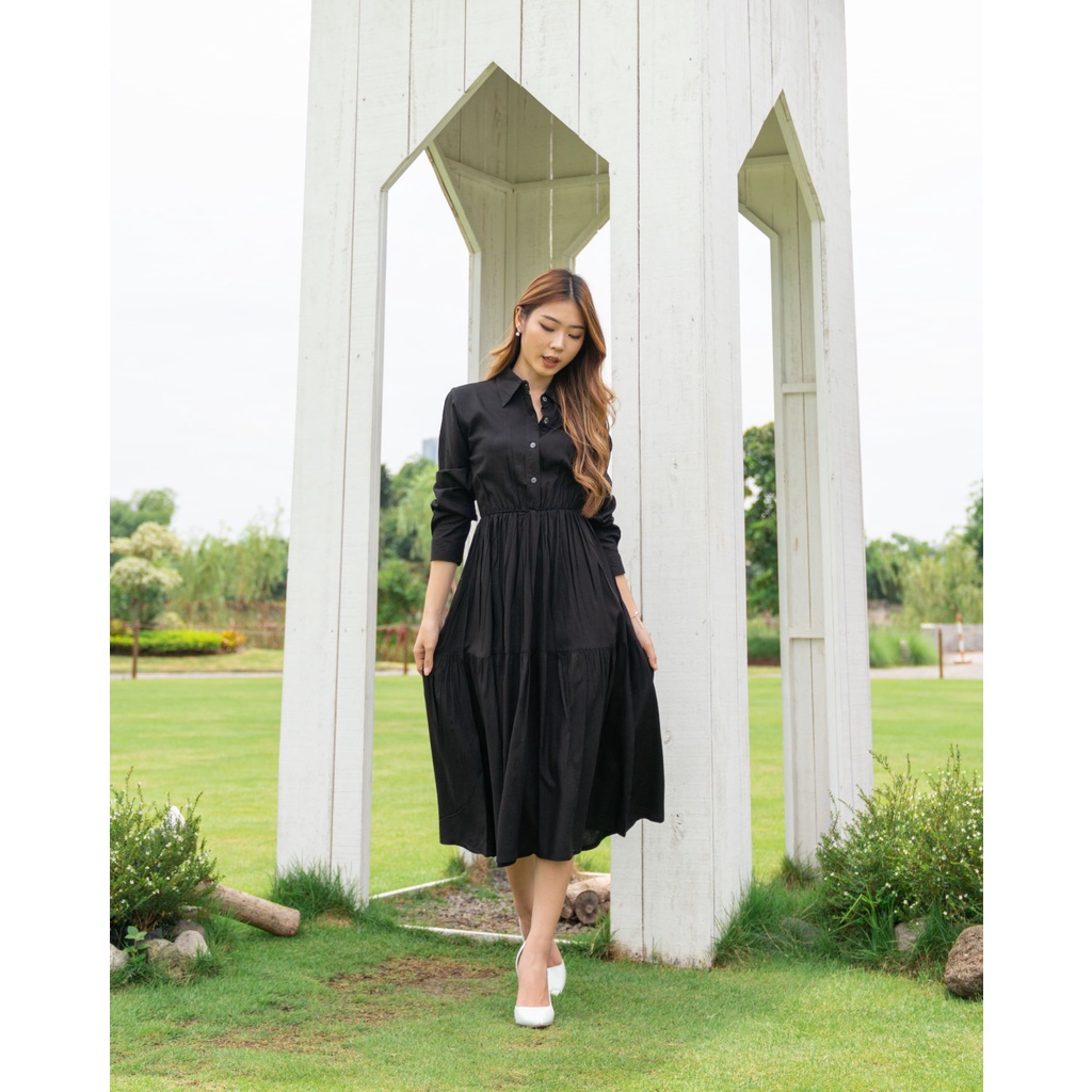 Christmas Ed | Elodie Long Dress / Dress Kasual / Dress Lengan Panjang Wanita