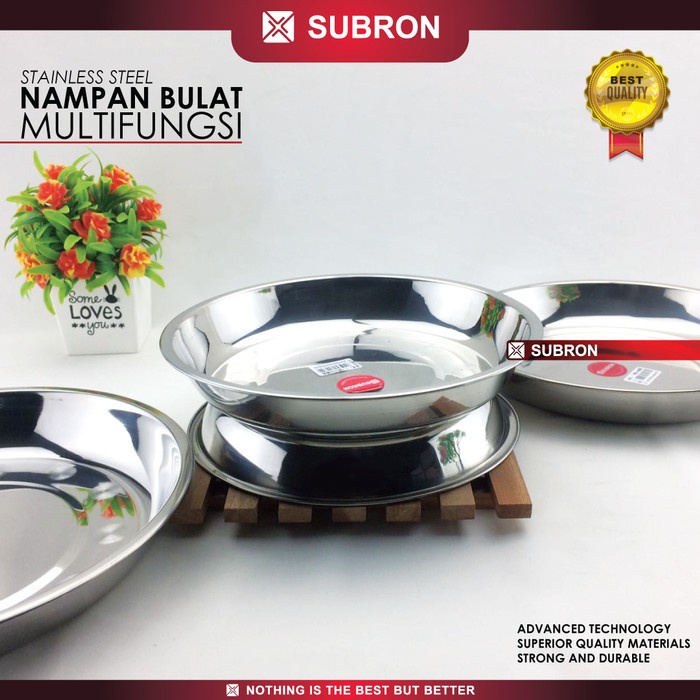 Nampan Bulat Baki Stainless Multifungsi 20cm 22cm 24cm 26cm - SUBRON