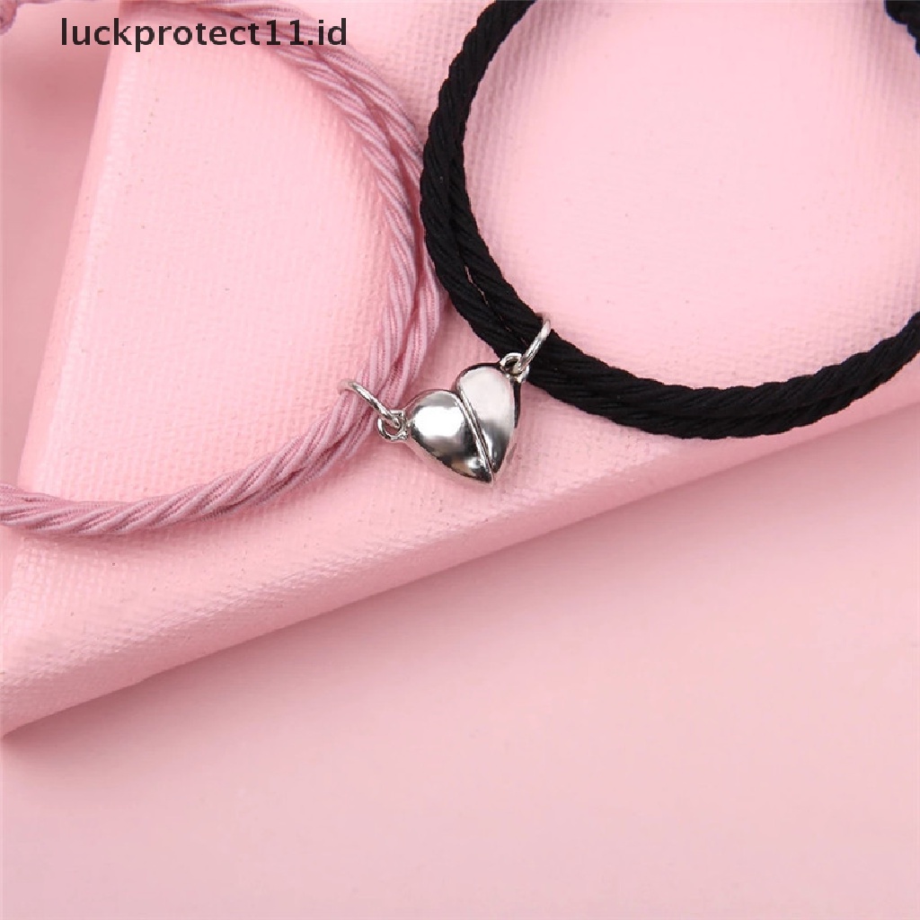 /Fashion Hot// Fashion// 2Pcs Couple Heart Gelang Tali Braided Distance Magnet Attract Hadiah Persahabatan.