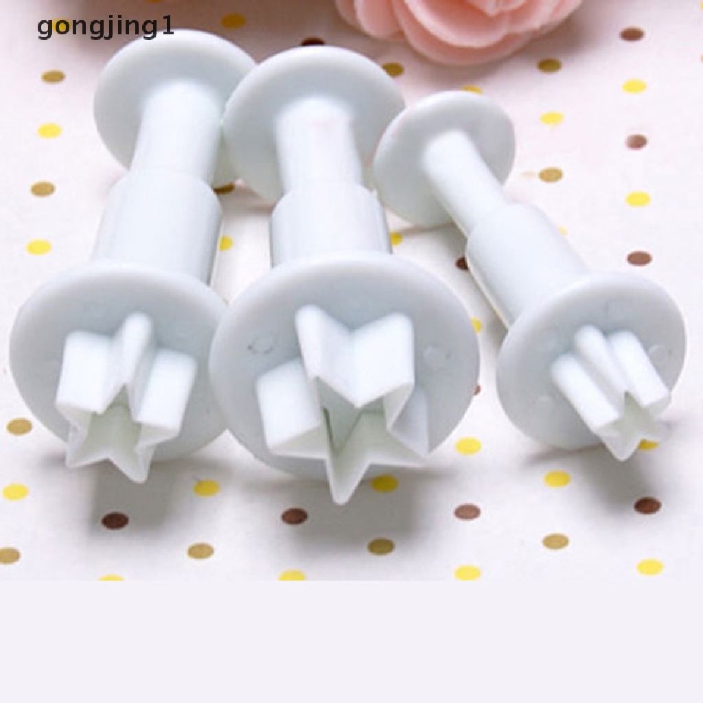 Ggg 3X STAR Cake Cookie Cutter Cetakan Plunger Fondant Sugarcraft Tempel Decorag Tool ID