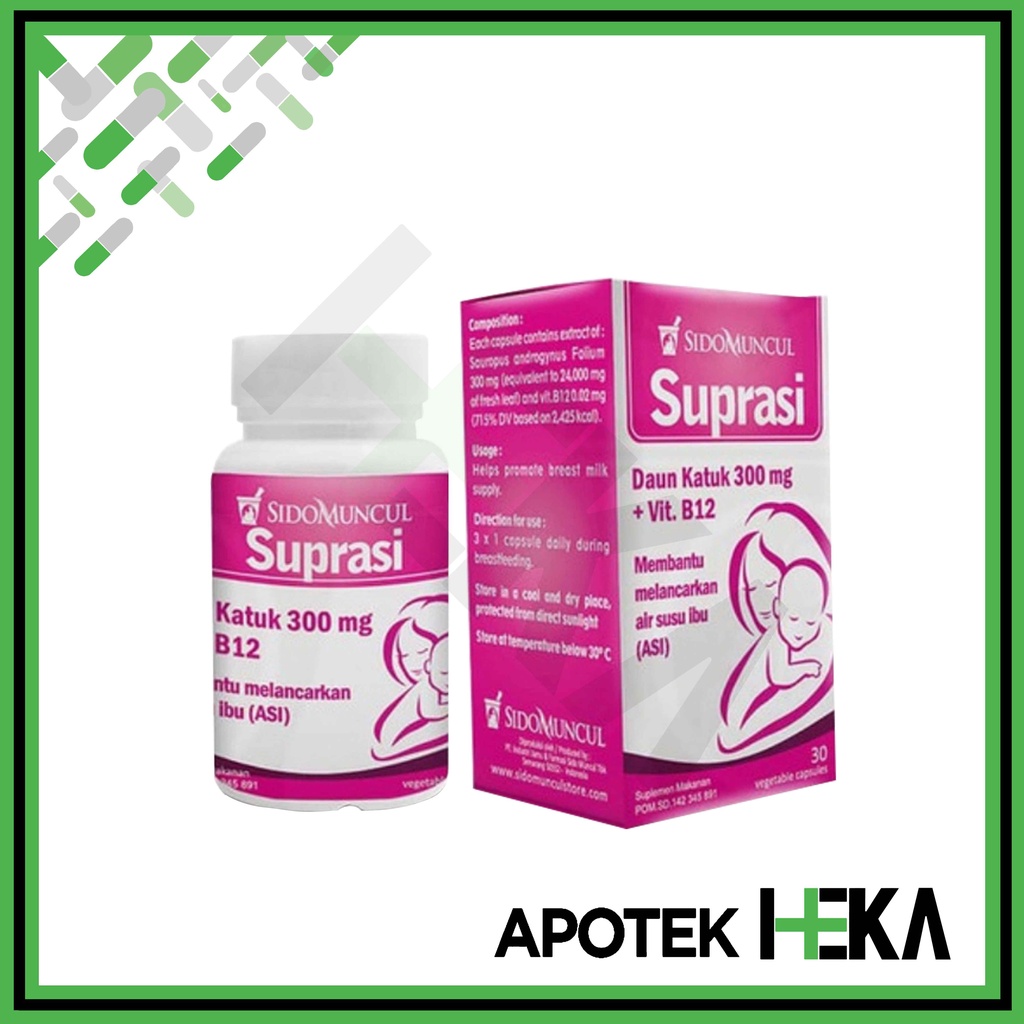 Suprasi Sido Muncul 30 Kapsul Katuk 300 mg B12 - Melancarkan ASI (SEMARANG)