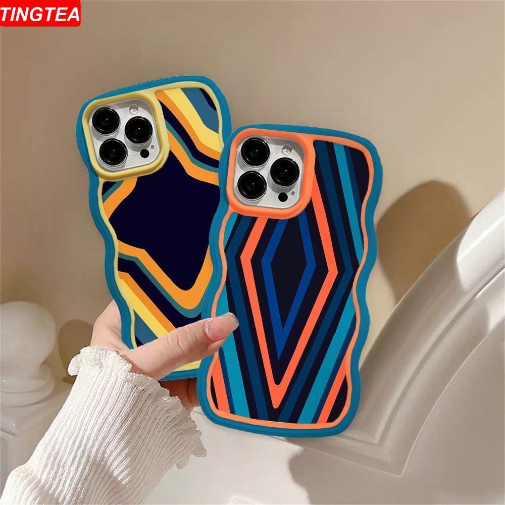 Case OPPO A17 A16 A57 2022 A77S A77 A15 A16K A54 A53 A12 A5S A7 A3S A11k A31 A52 A92 A94 A93 A37 F9 A1K A76 Garis Geometris Diamond Simple Design Pattern Silicone Case