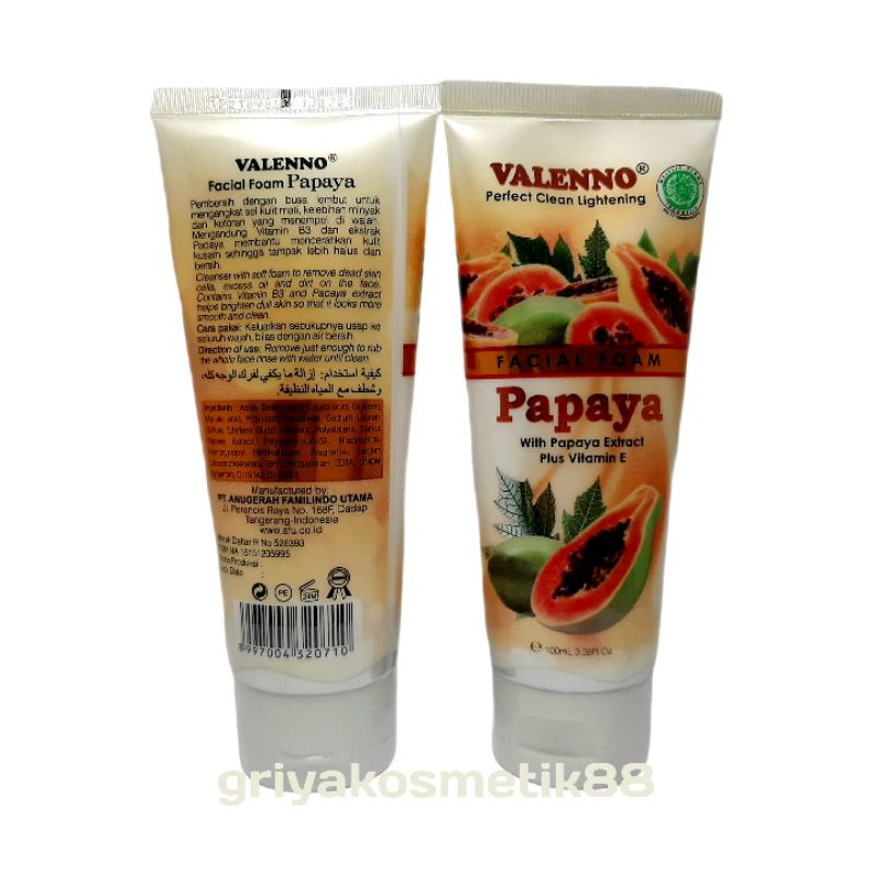 VALENO FACIAL FOAM PAPAYA BPOM