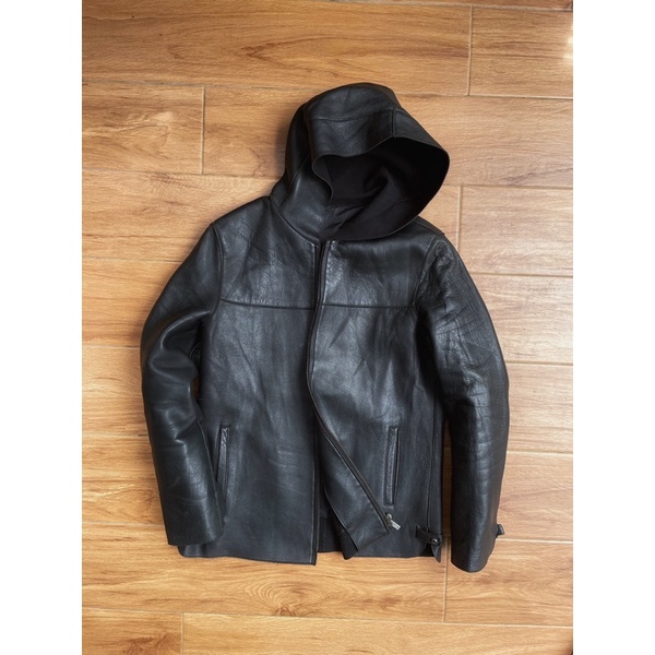 Jaket kulit asli berhoodie pl bekas preloved second