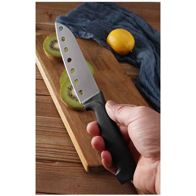 Pisau Paring Gagang Hitam Lubang hole Dapur Buah Sayuran Stainless Steel Paring Knife Fruit Vegetables Kitchen Black Serbaguna